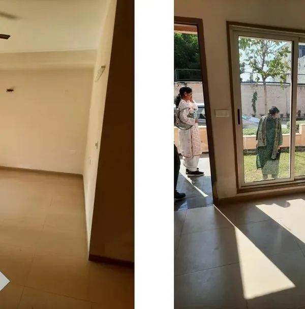 Every project begins with a blank canvas. This was the existing raw shell of a duplex villa's drawing room, filled with natural light but lacking definition.