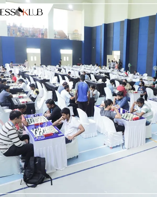 A wide view of one of our large-scale open tournaments in Bengaluru, where dozens of players of all ages compete in a focused and professionally organized setting.