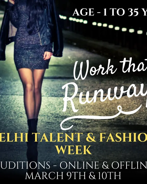 This promotional graphic for our auditions calls on talent of all ages to "Work that Runway." We hold both online and offline auditions to make it accessible for everyone to participate.