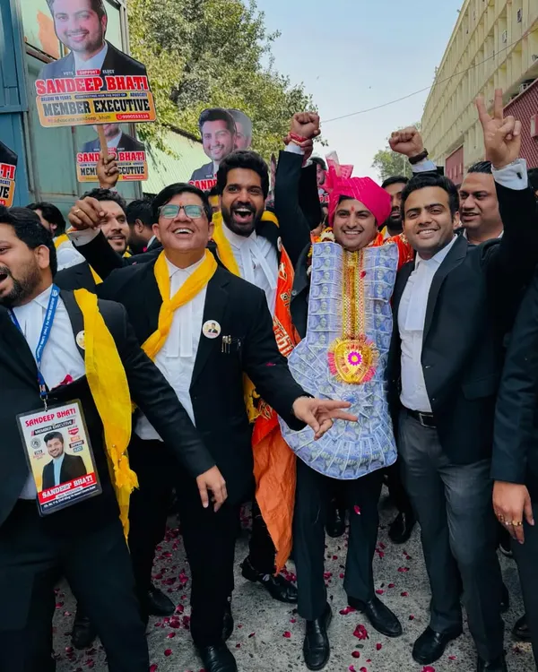 A victorious moment with my supporters after filing my nomination for the Delhi Bar Association elections. This journey is a collective effort.