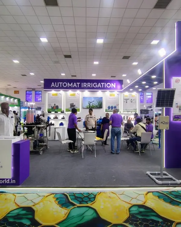 Our professionally designed booth at Agri Intex 2025, ready to welcome farmers and industry partners. The stall is set up to showcase our wide range of smart irrigation solutions, including solar-powered options.