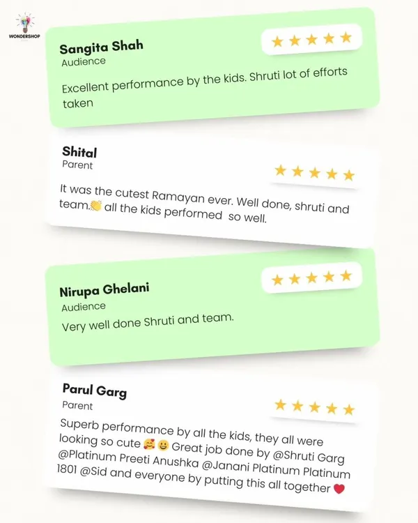 More wonderful words from parents and audience members after our Ramayan performance. The positive feedback on the children's efforts and the overall event means the world to our team.