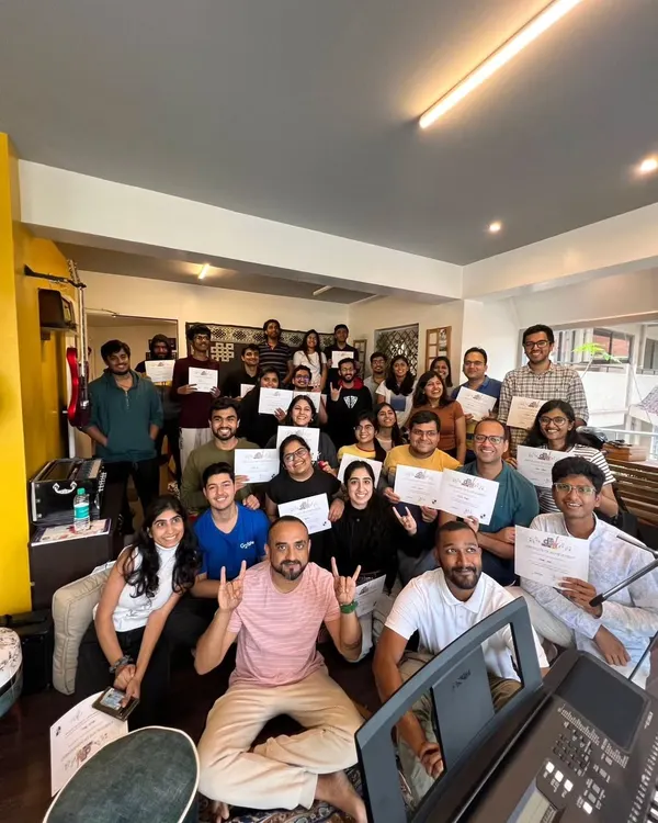 The happy graduates of our music workshop for Google employees. In just a few hours, they went from beginners to playing their favorite songs together as a band. We are so proud of what they accomplished.