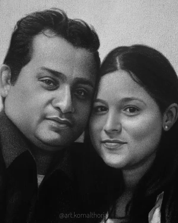A classic A4 couple portrait, commissioned from California. I focused on capturing the gentle connection and warmth between them using soft, blended graphite for a realistic and heartfelt finish.