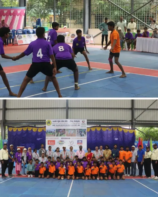 The intensity of a Kabaddi match at the Inter-Village Tournament in Karnataka. We are proud to fund and support events that provide a competitive platform for traditional Indian sports, nurturing talent from the ground up.