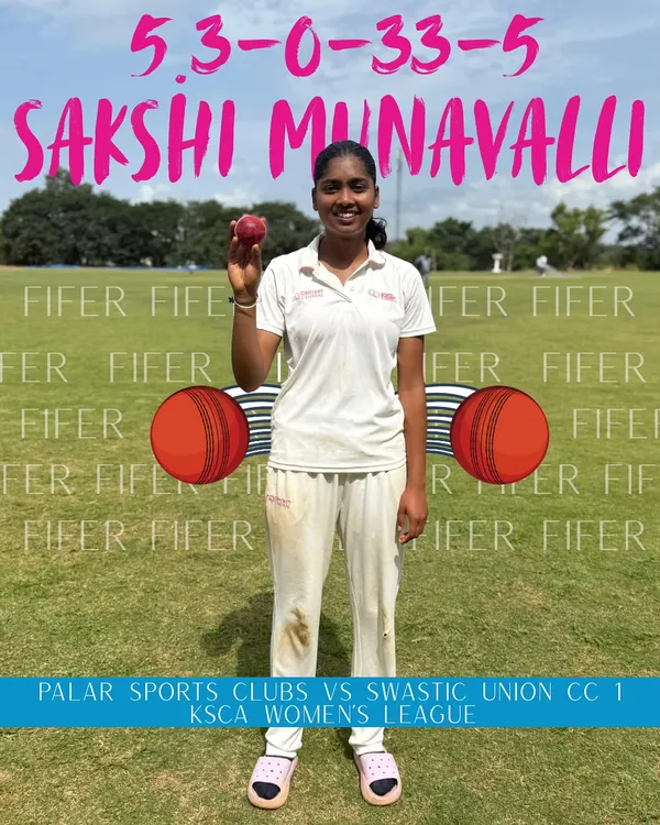 A fifer for our pacer Sakshi Munavalli. We develop bowlers who can run through a batting lineup, and her figures of 5 for 33 in the KSCA Women's League are proof.