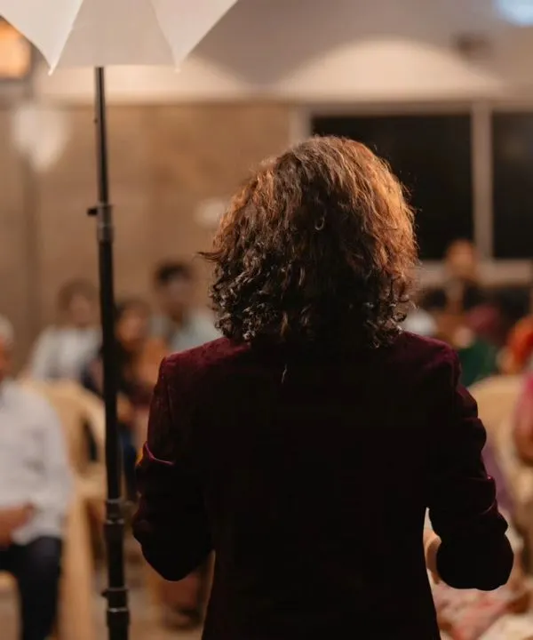 A view from the stage, looking out at the audience. This is my favorite perspective, where I can feel the energy of the crowd and connect with everyone.