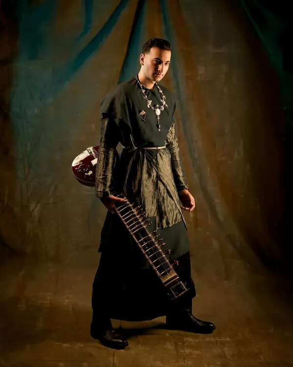 The 'Sitar for Mental Health' tour is my Met Gala. This dark blue outfit by Antar Agni has a mystical, warrior-like feel that I love.