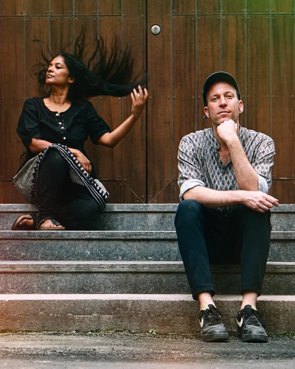 A promotional shot with Andi Otto for our European tour. Our collaboration is a constant exploration of how Kannada poetry can find a new voice alongside his experimental cello.