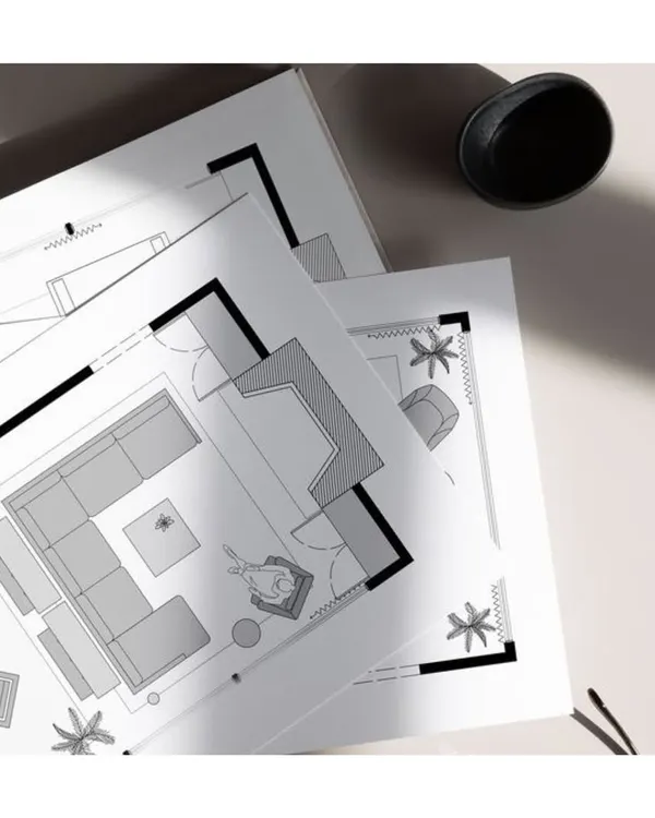 Every project starts with a detailed plan. These architectural drawings show how we map out furniture placement, traffic flow, and spatial relationships to ensure the final layout is both practical and harmonious.