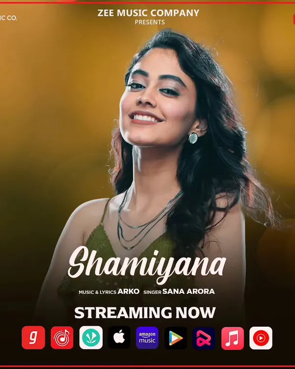 The official poster for my original song 'Shamiyana', released with Zee Music Company. This song is very close to my heart.