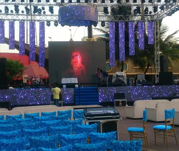 This is the kind of large scale setup we deliver for grand events like a Sangeet Sandhya in Lonavala. We managed the entire production, including the massive stage, professional trussing, a high resolution LED screen for visuals, and ambient lighting to create a magical evening.