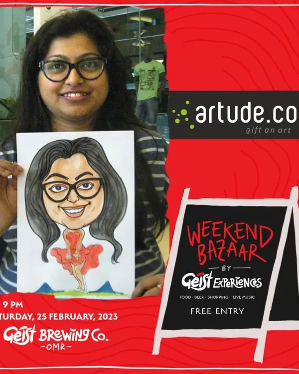 Come find me at the Weekend Bazaar at Geist Brewing Co! It's always a great time drawing caricatures for guests while they enjoy food, shopping, and music.