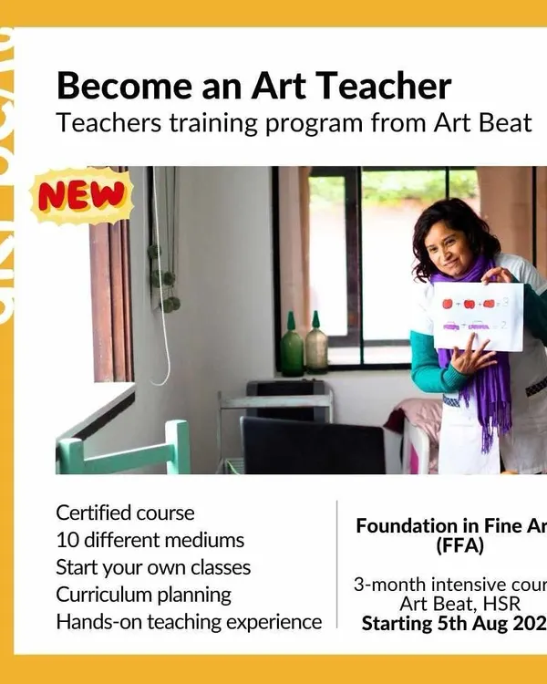 Announcing our new Teacher Training Program. The 3-month Foundation in Fine Arts (FFA) course is designed to certify you as an art teacher, covering 10 mediums and practical teaching skills.