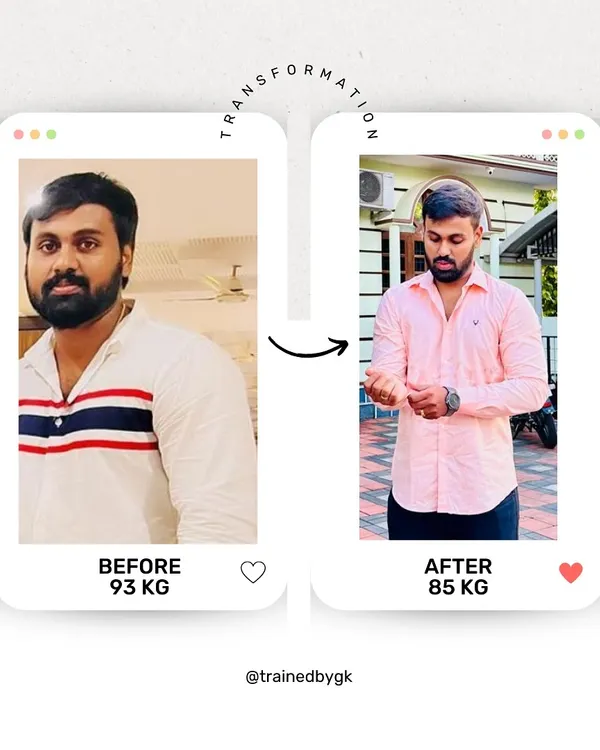 Sachin and Harshitha are a true power couple. They decided to prioritize their health together, and the results speak for themselves. Sachin lost over 8kg and gained significant strength, all while motivating his wife in our personal training sessions.