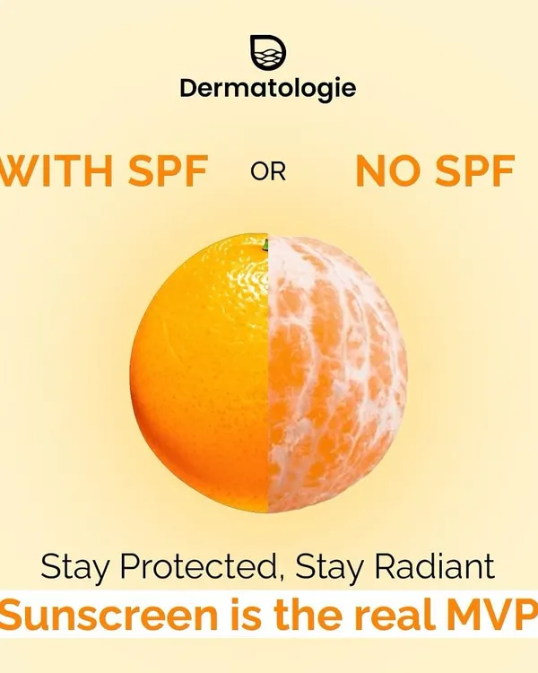 This visual comparison of an orange shows the protective power of SPF. Sunscreen is the real MVP in your skincare routine, shielding your skin from damage and keeping it radiant.