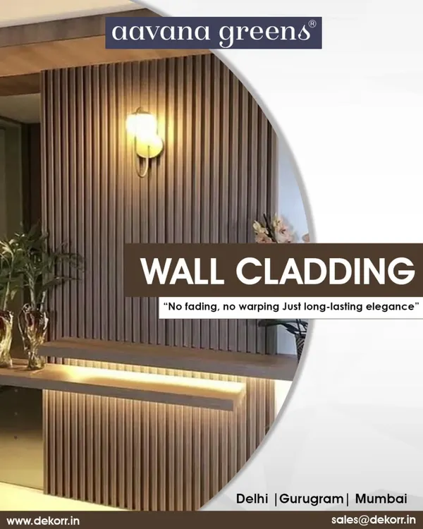 This is a great example of my WPC wall cladding used to create a sophisticated entryway. The vertical fluted lines, combined with warm backlighting, create an inviting and modern look that is both elegant and long-lasting.