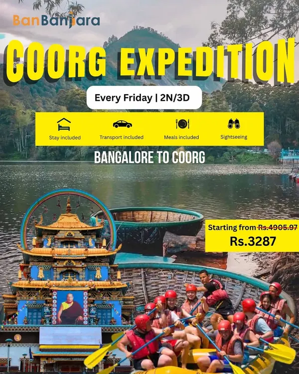 Your weekend plans are sorted with our Bangalore to Coorg expedition. Starting from just Rs. 3287, the package includes stay, transport, meals, and sightseeing.