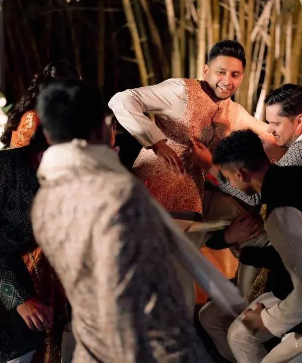 The groom's friends bringing their full energy to the stage. I love choreographing powerful and fun routines for the groomsmen.