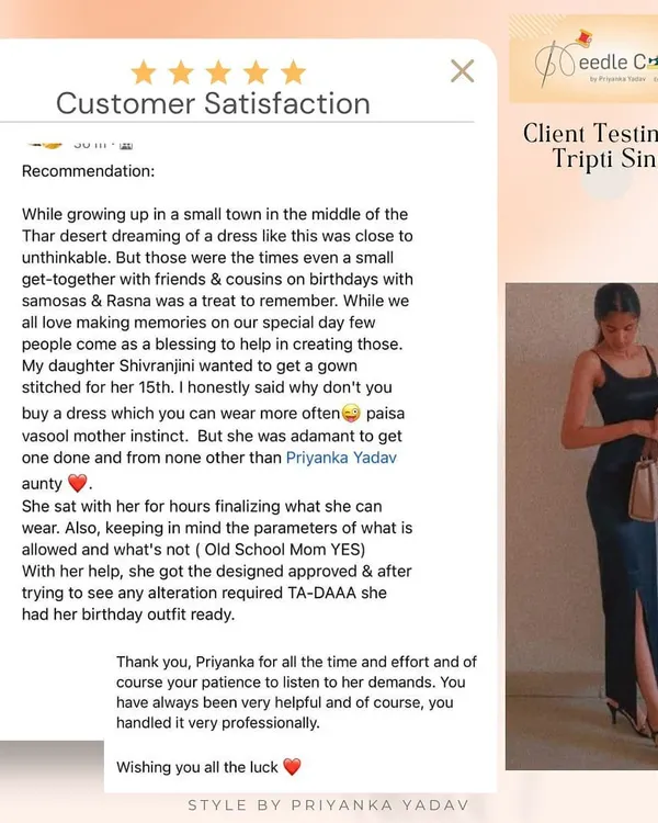 A heartwarming testimonial from a mother whose daughter wanted a special gown for her 15th birthday. We worked together to create her dream dress.
