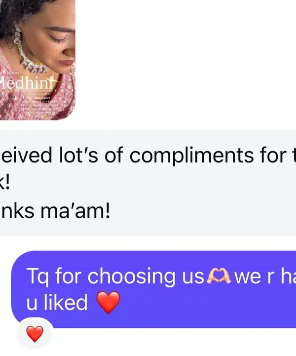 Receiving messages like this after an event makes all the hard work worth it. I'm so happy Medhini received lots of compliments on her look.