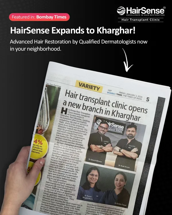 We were thrilled to be featured in the Bombay Times for the expansion of our clinic to Kharghar. We are proud to bring our advanced, ethical hair restoration services performed by qualified dermatologists to a new neighborhood.