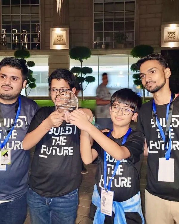 This is what victory looks like. We are so proud of our team, the Rescue Rangers, holding their "Best Hardware Solution" award at the RoboCup Junior competition. Their hard work and "Build the Future" mindset paid off.