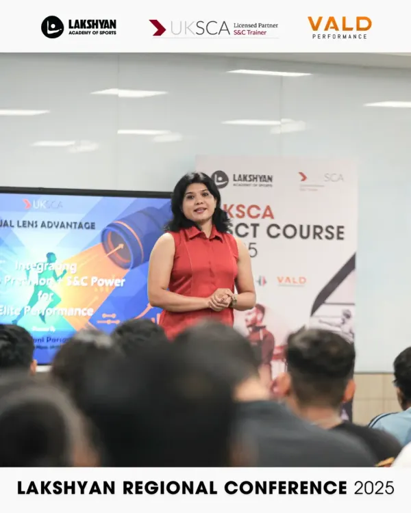 A glimpse from the Lakshyan Regional Conference 2025, where our speaker addresses a full room of S&C professionals. We believe in creating platforms for knowledge sharing and passion to drive the future of Indian sports.