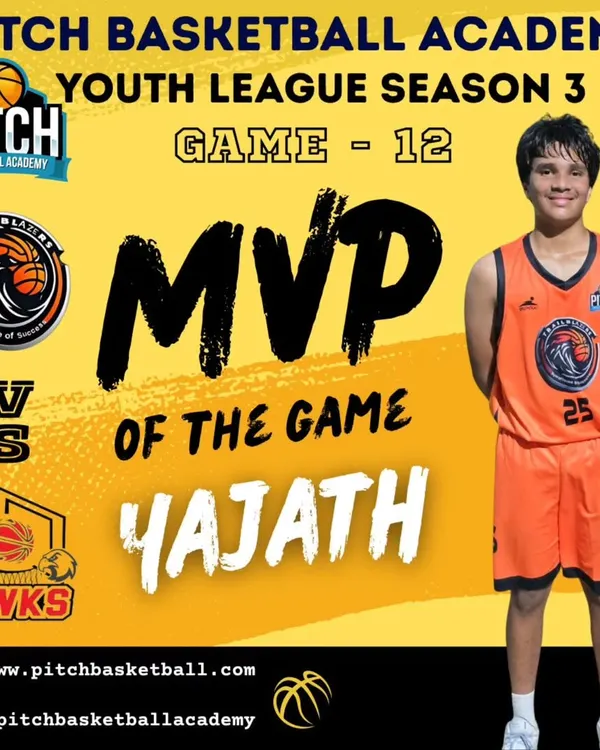 Celebrating Yajath from the Trail Blazers, who was named MVP of Game 12 for his strong performance against the Hawks.