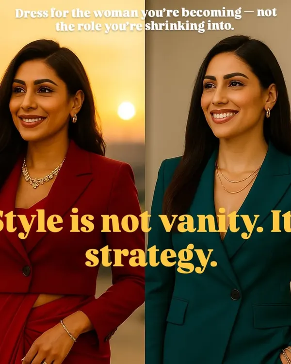Style is not about vanity, it's a strategy for success. I help you dress for the woman you are becoming, not the role you feel stuck in. This is about aligning your image with your ambition so your presence speaks volumes before you even say a word.