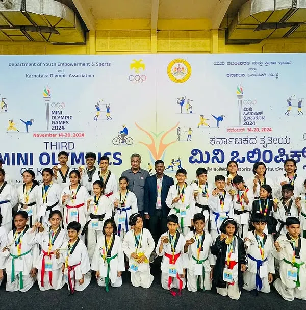 A proud moment for Team KTA, standing together with our medals at the 3rd Mini Olympics Karnataka. Our academy's contribution was key to Bengaluru Urban securing first place.