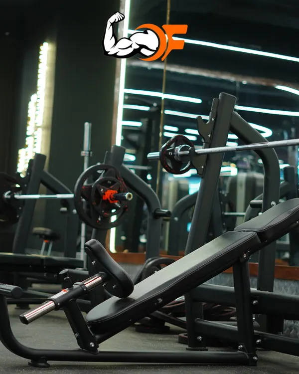 The bench press area, ready for your next personal best. Our facility is equipped with high-quality benches and a wide range of weights for all your chest day needs.