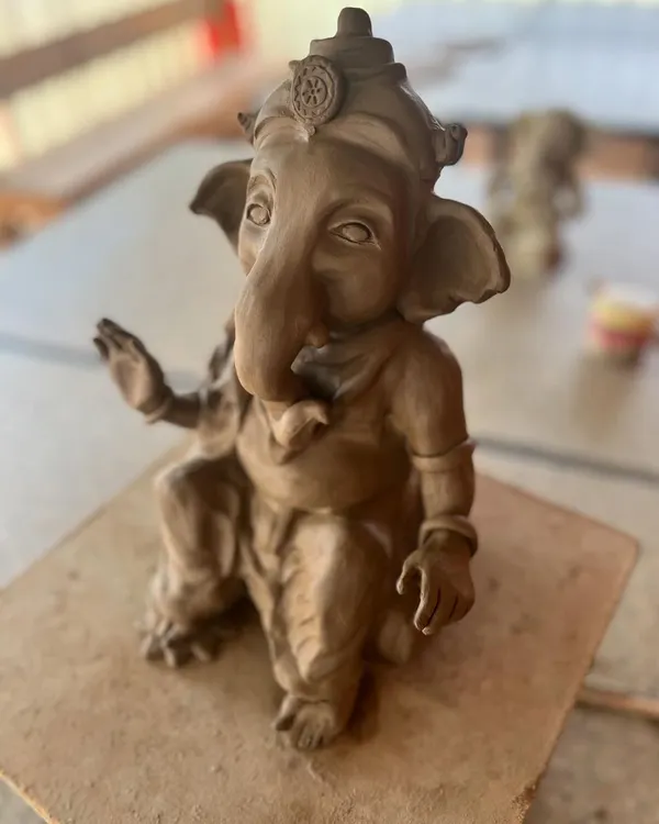 This is my hand-sculpted Ganesha for 2024. Every year, the process of making him feels so peaceful and brings me so much joy and motivation.