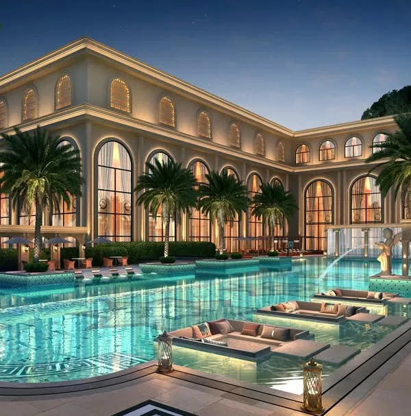 We design spaces that evoke a sense of timeless elegance and serene sophistication. This clubhouse pool for the Casagrand Sun City development becomes a tranquil oasis at night, where classical architectural forms meet contemporary luxury living, creating an unparalleled residential experience.