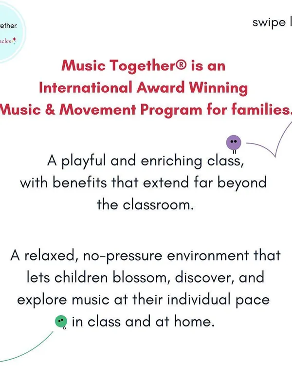 Music Together is an award winning international program designed for families to experience the joy of music. It’s a relaxed, playful class with benefits that go far beyond the classroom.