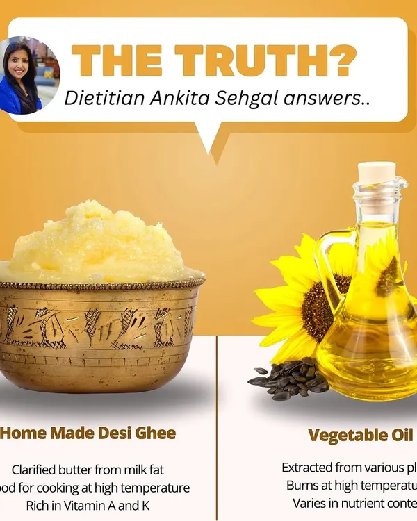The desi dilemma: Ghee vs. Vegetable Oil. This post breaks down the truth. Ghee has a high smoke point and is rich in vitamins, making it great for high-heat cooking, while certain vegetable oils are better for salads. It's about choosing wisely, not banning completely.