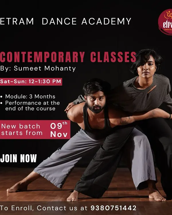 Our contemporary classes, led by Sumeet Mohanty, are structured as a three-month module. The course is designed to build your skills progressively and ends with a performance.