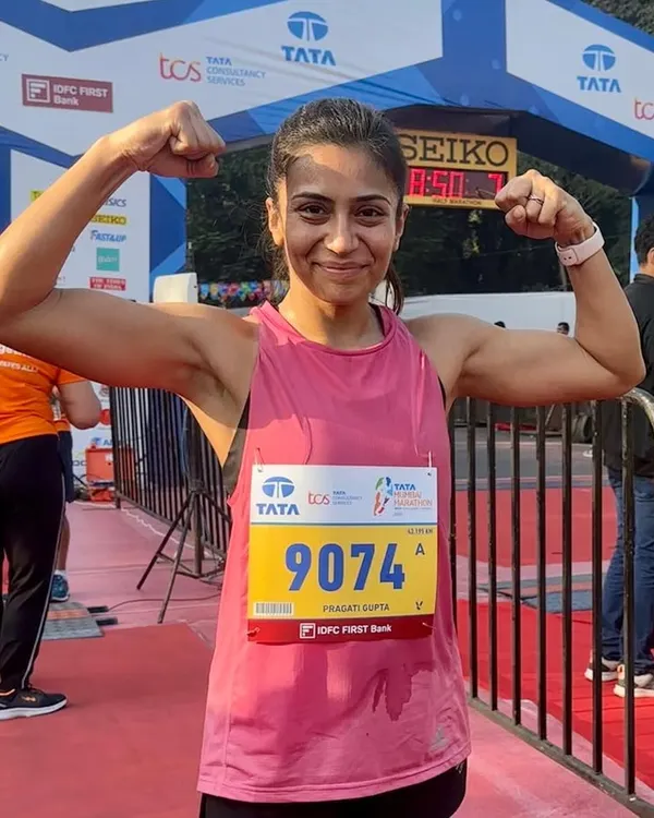 The finish line of my debut full marathon at the Tata Mumbai Marathon. Finishing in 3:30:42 and qualifying for the Boston Marathon was a dream come true, a result of months of dedicated training.