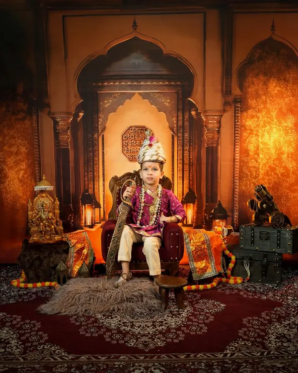 This is more than a photograph; it's a tribute to our heritage. Capturing the spirit of Chhatrapati Shivaji Maharaj in our little ones is a project filled with pride and reverence. This is the legacy we honor.