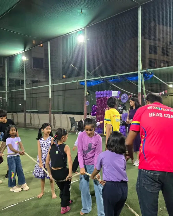 Teamwork makes the dream work. A classic game of tug-of-war on the turf brings out the competitive spirit and a lot of laughs, making it a highlight of our fitness parties.