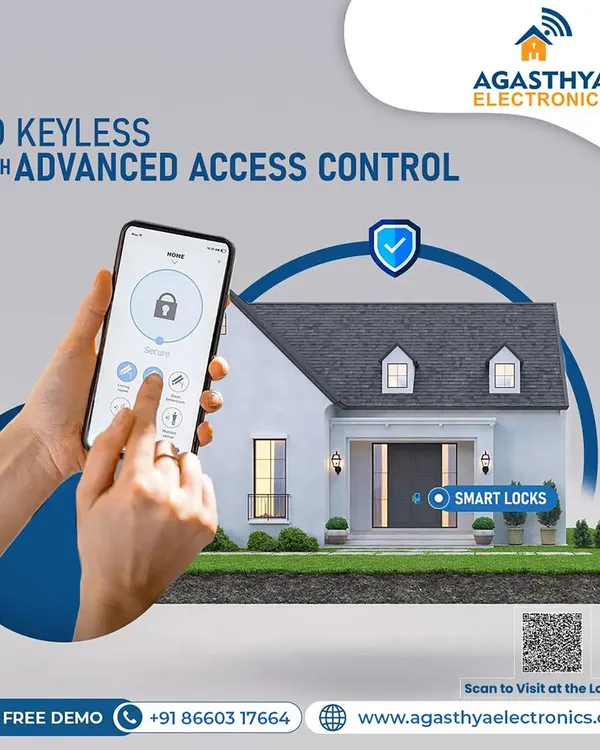 Secure your home with our advanced access control systems. This image shows how you can lock or unlock your door from anywhere using our mobile app, giving you complete control and peace of mind.