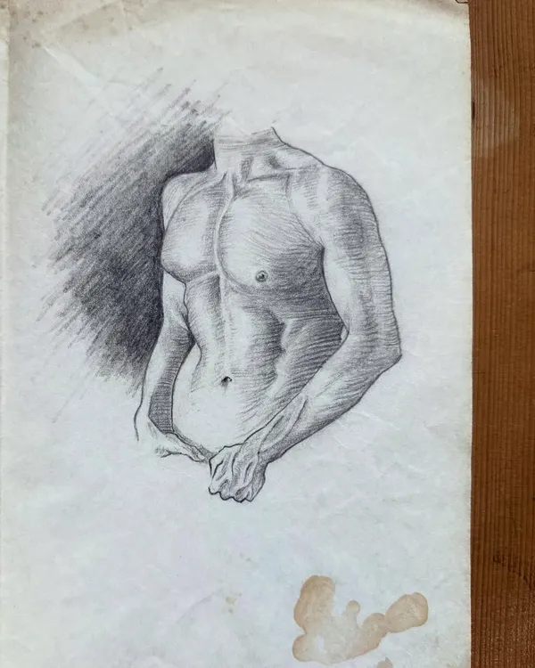An old sketch from my archives, drawn 16 years ago. This study of the male torso was part of my early exploration of the human form, which is fundamental to my understanding of how clothes should fit and feel.