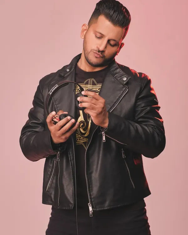 A shot from a recent photoshoot. I believe your style is part of your performance, and I love the classic look of a leather jacket and my favorite Sennheiser headphones.