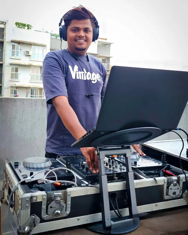 My professional DJ console ready for an outdoor event. Using reliable Pioneer equipment means I can deliver a flawless performance, whether it's a day party or a night-time celebration.