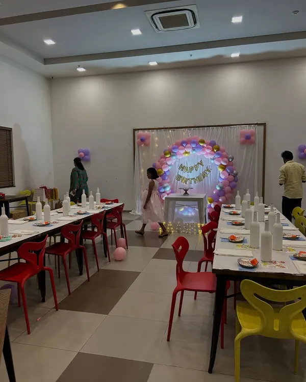 The calm before the creative storm. Here is our setup for a kids' bottle decoupage birthday party, ready for the young artists to arrive.