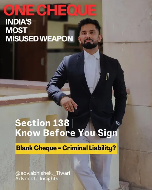 A single bounced cheque can escalate into a criminal case under Section 138 of the Negotiable Instruments Act, turning a business transaction into a legal battle. I represent clients on both sides of this issue, leveraging key Supreme Court precedents to build a strong case, whether that involves challenging the presumption of debt or holding parties accountable. This image, styled like a magazine cover, highlights the serious nature of cheque bounce disputes and my focus on this critical area of commercial litigation.