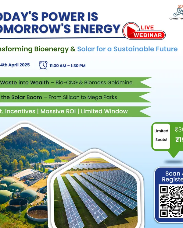 We specialize in turnkey project setup for both Bio-CNG and solar energy. This image shows an aerial view of a Bio-CNG plant and a large-scale solar farm, representing the two core pillars of our renewable energy consulting services. We help you turn waste into wealth and sun into profits.