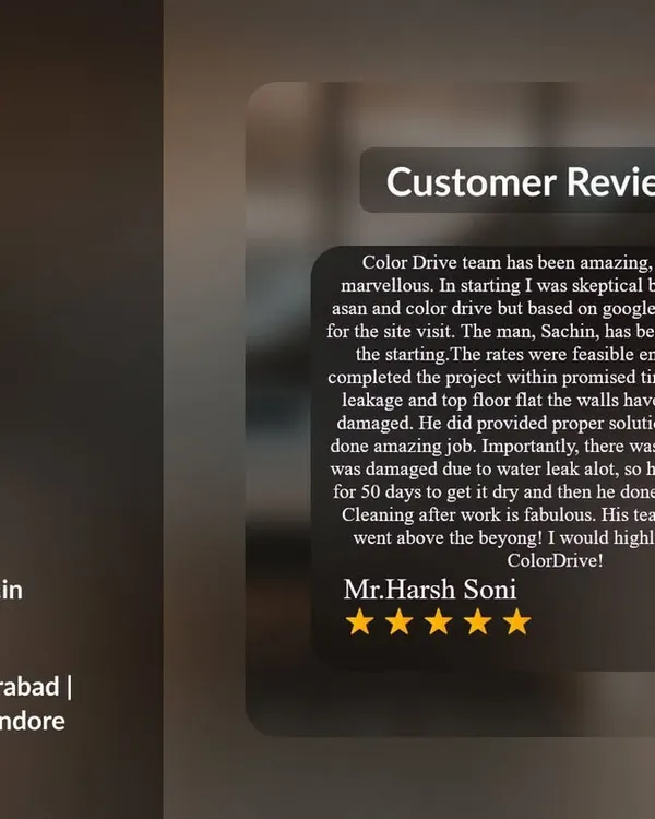 This detailed review from a happy client mentions how my team successfully tackled a severe water leakage problem on their top-floor flat. It's a testament to my ability to provide proper solutions and execute them professionally.
