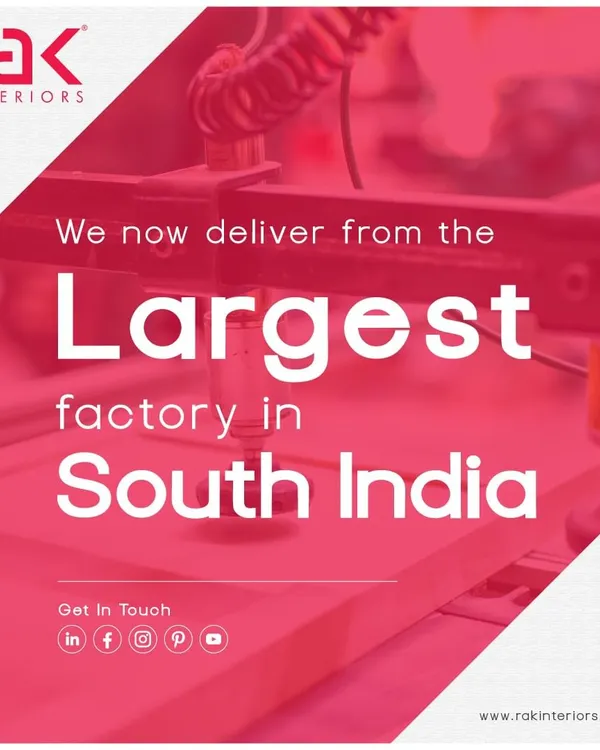 We deliver from South India's largest interior design factory. This scale allows us to ensure precision, quality control, and timely delivery for every project, using advanced machinery and technology.
