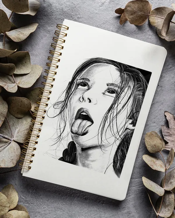 My first ever digital sketch, created on an iPad. I chose a challenging and expressive pose to test my skills, focusing on realistic shading and hair texture in a black-and-white style.